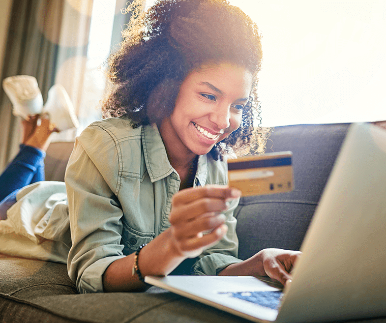 woman paying a bill online